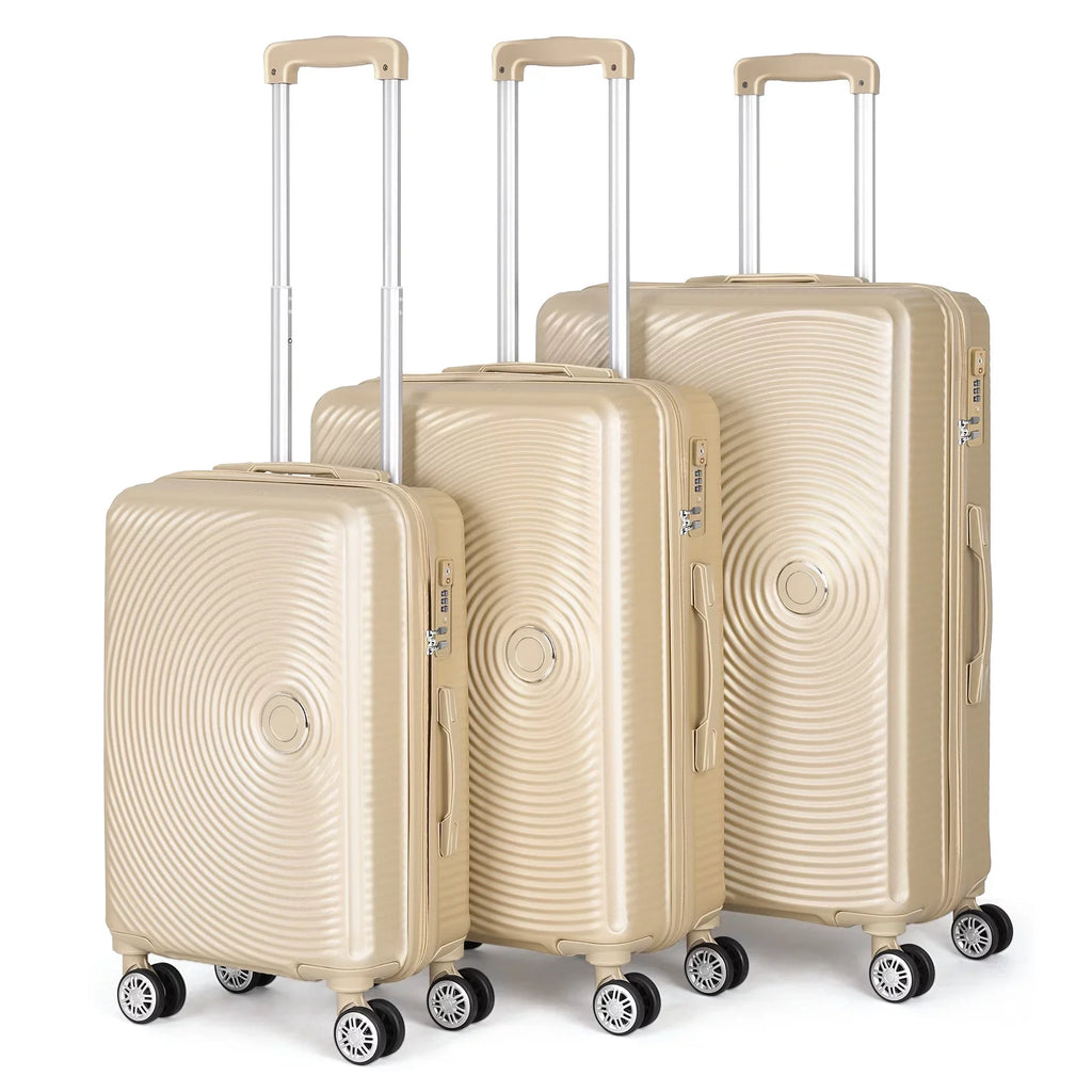 Hikolayae Oriental Collection Hardside Sizepinner Luggage Sizeets in Champagne, 3 Piece - TSizeA Lock