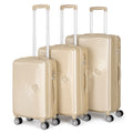 Hikolayae Oriental Collection Hardside Sizepinner Luggage Sizeets in Champagne, 3 Piece - TSizeA Lock