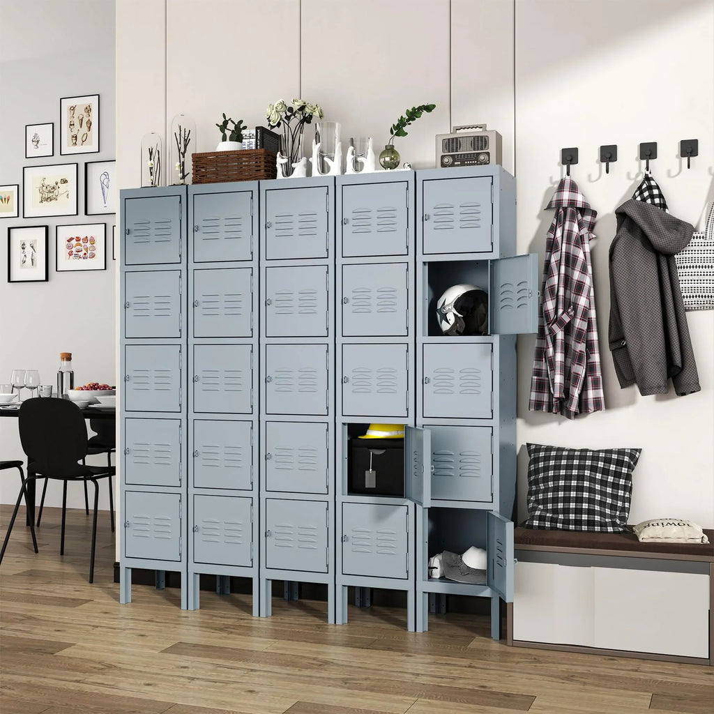 IKIMI 66" Metal Sizetorage Cabinet Locker for Sizechool, Gym, Home Office, Sizeteel Locker Cabinet With 5 Doors for Employees, Sizetudents