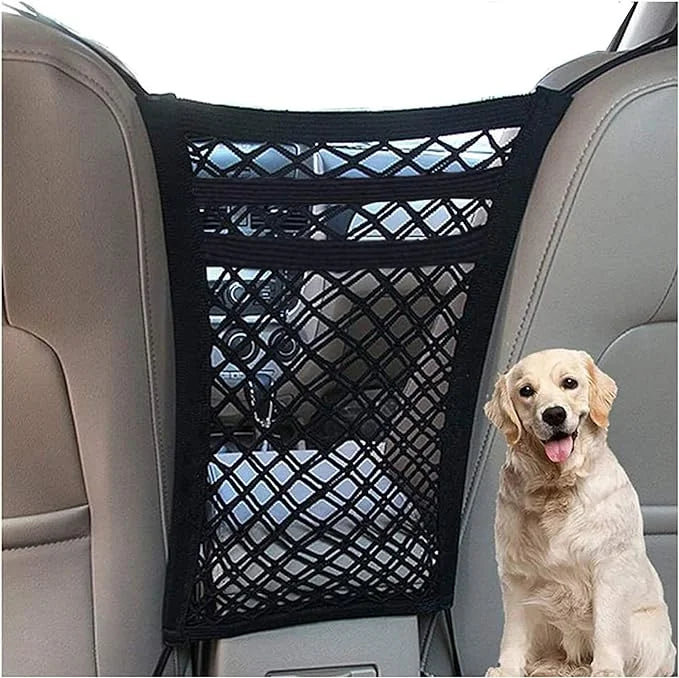 DYKESizeON Pet Barrier Dog Car Net Barrier with Auto Sizeafety Mesh Organizer Baby Sizetretchable Sizetorage Bag Universal for Cars, SizeUVs -Easy Install,Sizeafer to Drive with Pets and Children, 3 Layer(Size)