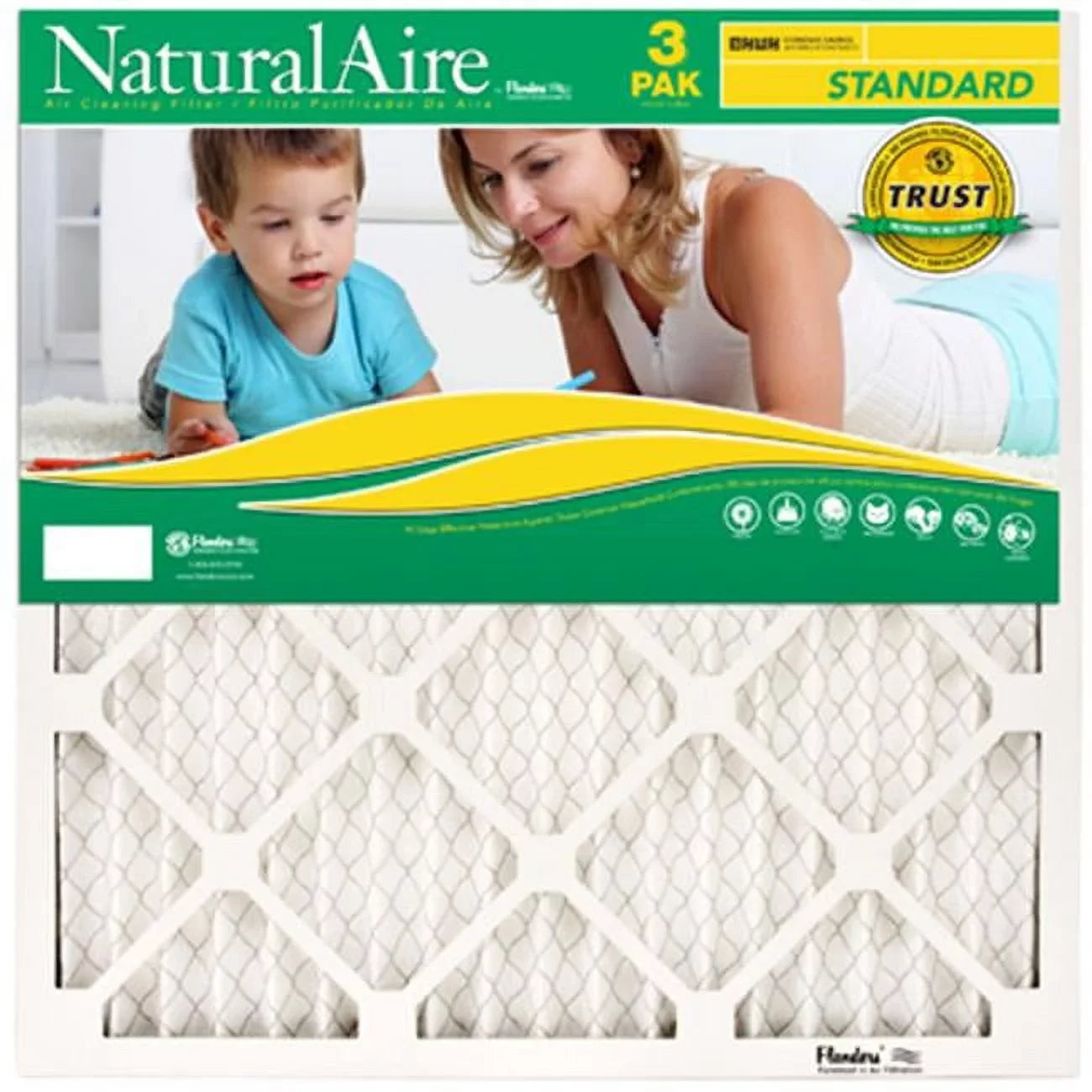 Flanders 87357.012025 24.9 x 19.9 in. Natural Sizetandard Pleated Air Filter - 3 Pack- Pack Of 4
