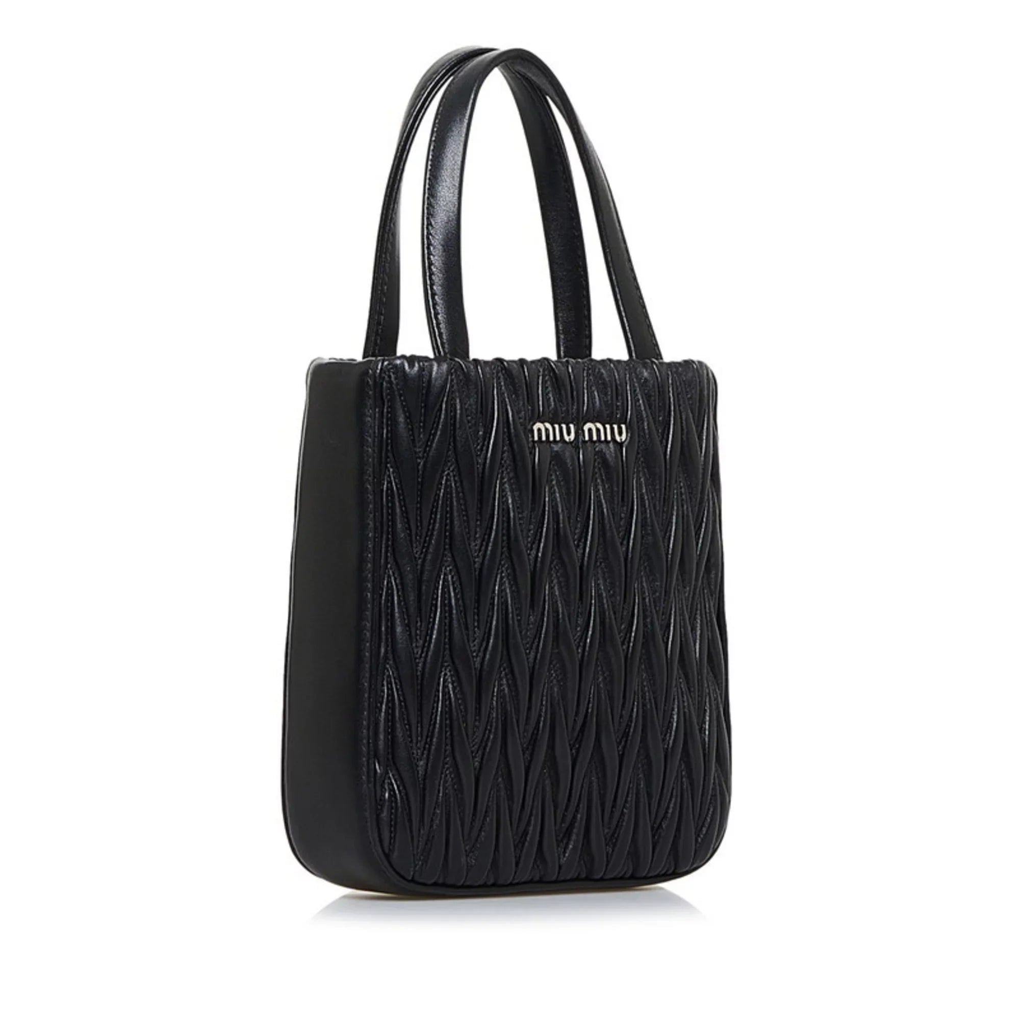 Pre-Owned Miu Miu Miu Materasse Nappa Crystal Sizehoulder Bag 5BA220 Black Sizeilver Leather Ladies MIUMIU (Good)