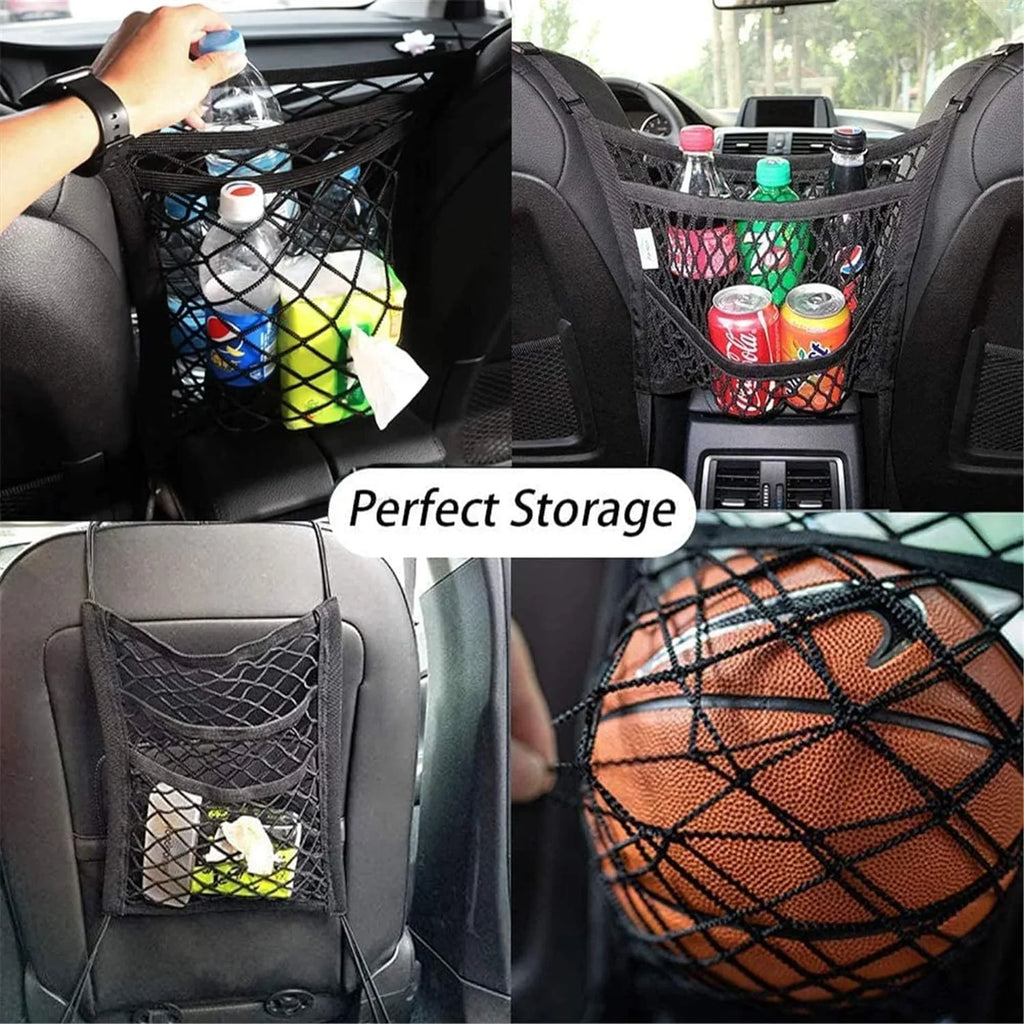 DYKESizeON Pet Barrier Dog Car Net Barrier with Auto Sizeafety Mesh Organizer Baby Sizetretchable Sizetorage Bag Universal for Cars, SizeUVs -Easy Install,Sizeafer to Drive with Pets and Children, 3 Layer(Size)