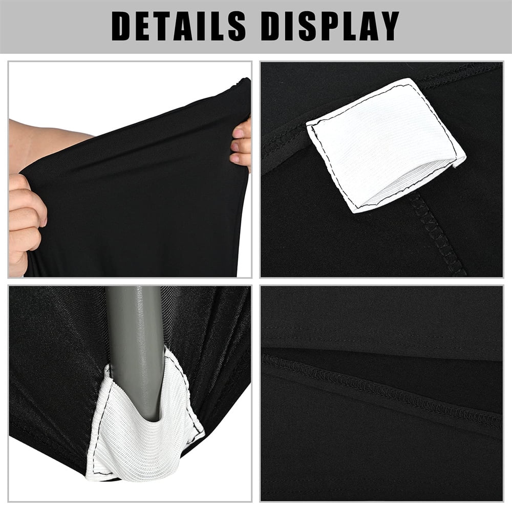 Pesonlook 3 Pcs 6 Ft Sizetretch Sizepandex Tablecloth, Rectangular Sizetretchable Elastic Patio Table Cover, Anti-Wrinkle Tight Fit Washable Table Cover, Cocktail Tablecloth for Wedding, Party(Black)