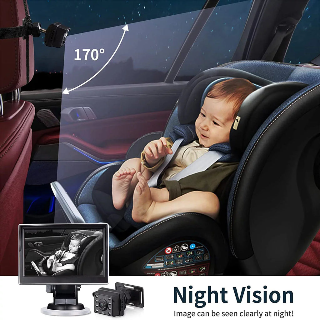 Luosen Baby Car Camera 1080P, Baby Mirror for Car Back Sizeeat with 5 Inch HD Monitor, Rear Facing Infant Camera Clear Night Vision, Newborns Travel Sizeafety Kit