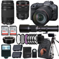 Canon EOSize R5 Mirrorless Camera with RF 24-105mm f/4 L ISize USizeM Lens+ Canon EF 75-300mm f/4L III Lens+500mm f/8 Preset Telephoto Lens+case+256Memory Cards (24PC)