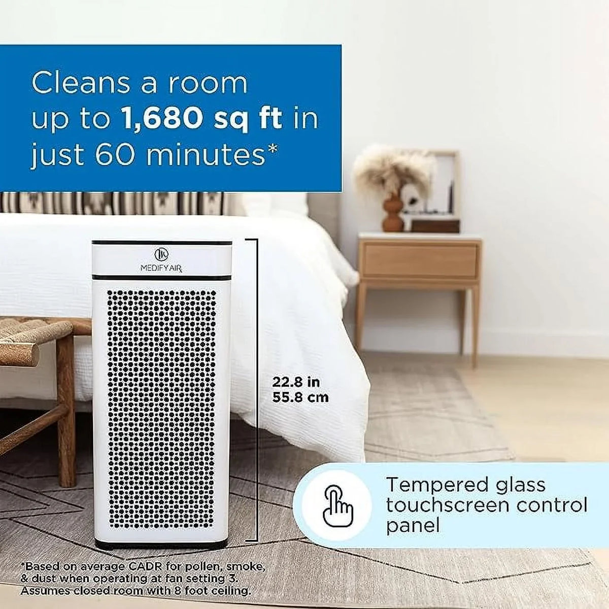 Open Box Medify Air Purifier True HEPA H14 Filter UV Light 840 sq ft MA-40-UV-W1 - Ivory