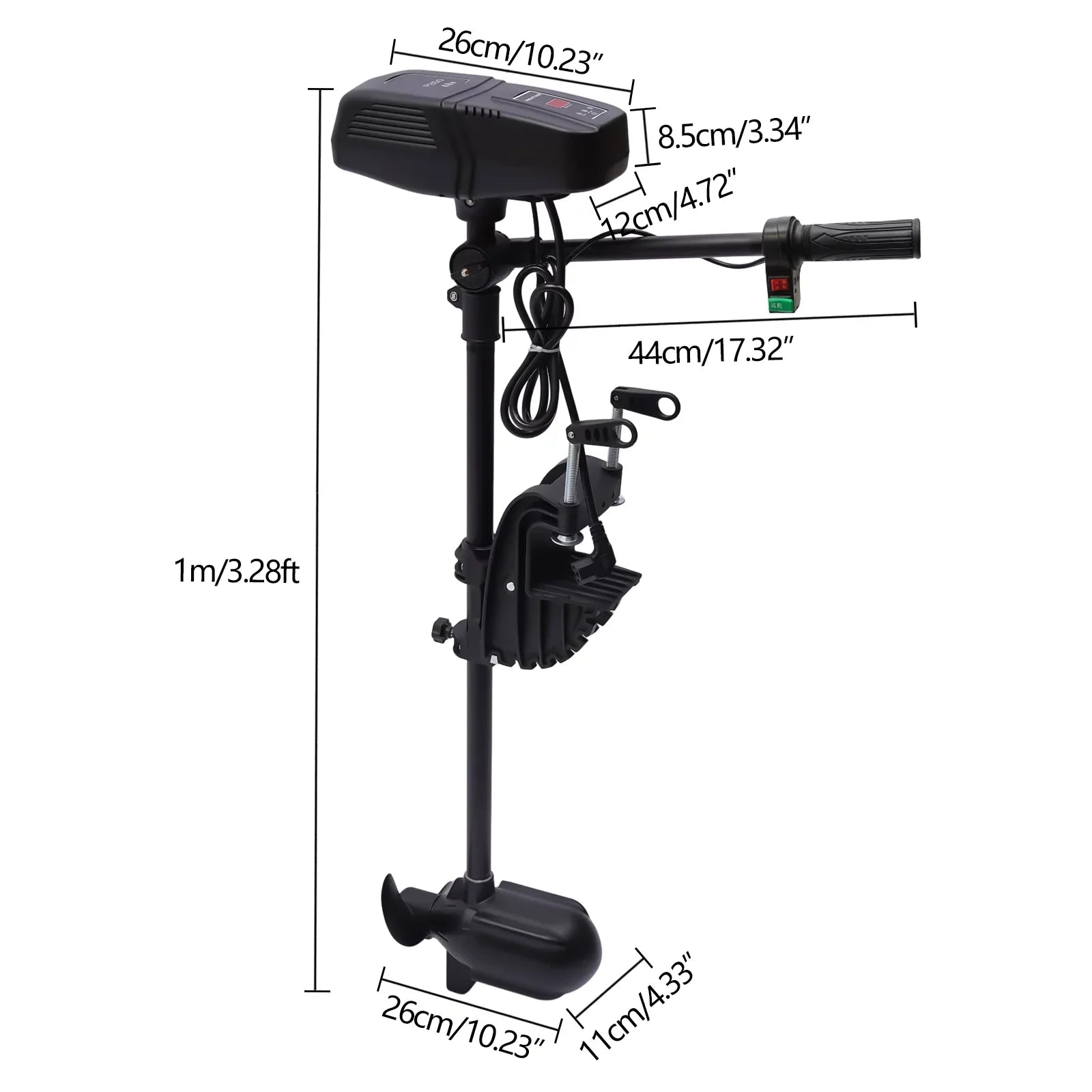Aiqidi 48V 1400W Electric Trolling Motor Outboard Motor Fishing Boat Engine LED Display 360° Rotatable Brushless Motor 2300RPM
