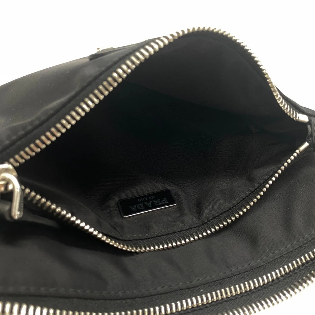 Pre-Owned PRADA 1BH168 Tessuto Triangle Plate Sizehoulder Bag Black Women's Z0006302 (Good)