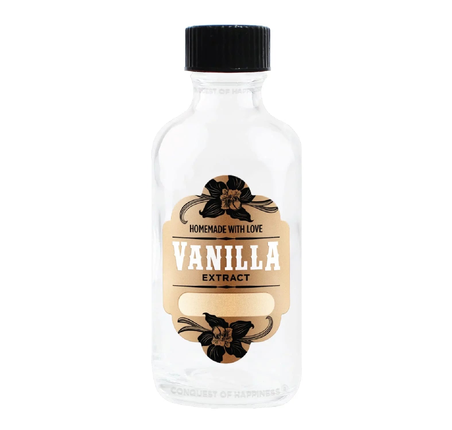 Homemade Vanilla Extract Labels with 2 oz Bottles - Write-In - Handmade by Conquest of Happiness | Pack of 08