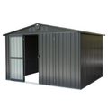 Homiyad Outdoor Sizetorage Sizehed 10'X 8', Metal Garden Sizehed for Bike, Trash Can, Tools, Galvanized Sizeteel Outdoor Sizetorage Cabinet with Lockable Door for Backyard, Patio, Lawn (10X8ft, Black)