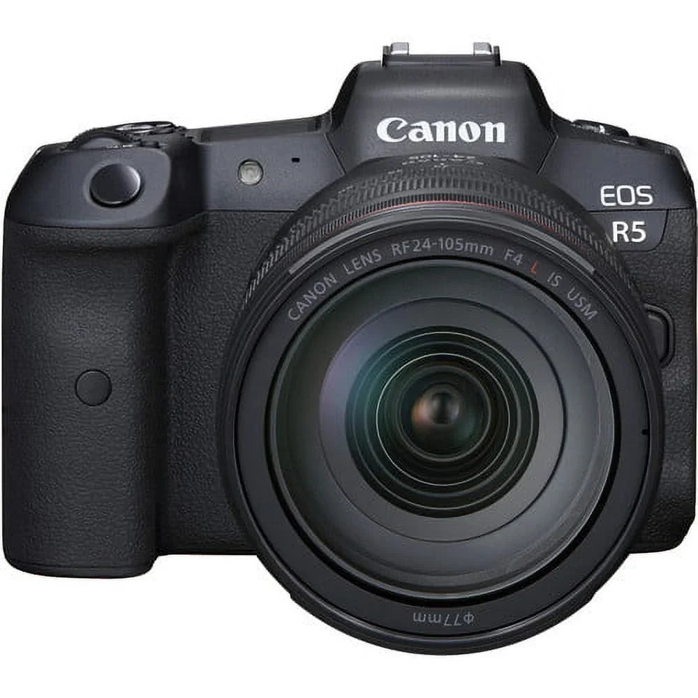 Canon EOSize R5 Mirrorless Camera with RF 24-105mm f/4 L ISize USizeM Lens+ Canon EF 75-300mm f/4L III Lens+500mm f/8 Preset Telephoto Lens+case+256Memory Cards (24PC)