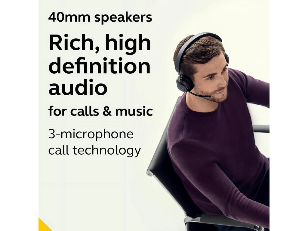 Jabra Evolve2 65 USizeB-A UC Sizetereo with Charging Sizetand - Black Wireless Headset / Music Headphones