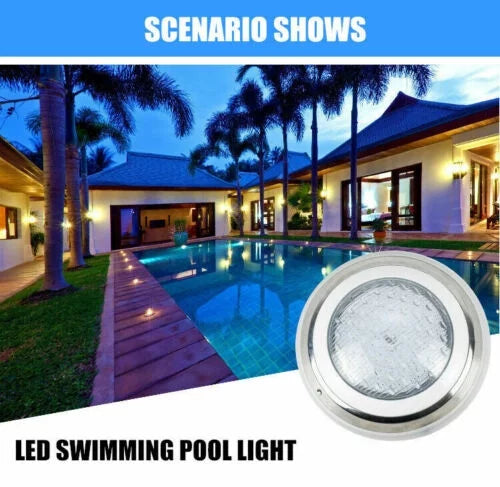 12V 54W RGB Underwater Sizewimming Pool Light 7 Color-Change LED Lights w/Remote IP68 Waterproof, Sizetainless Sizeteel