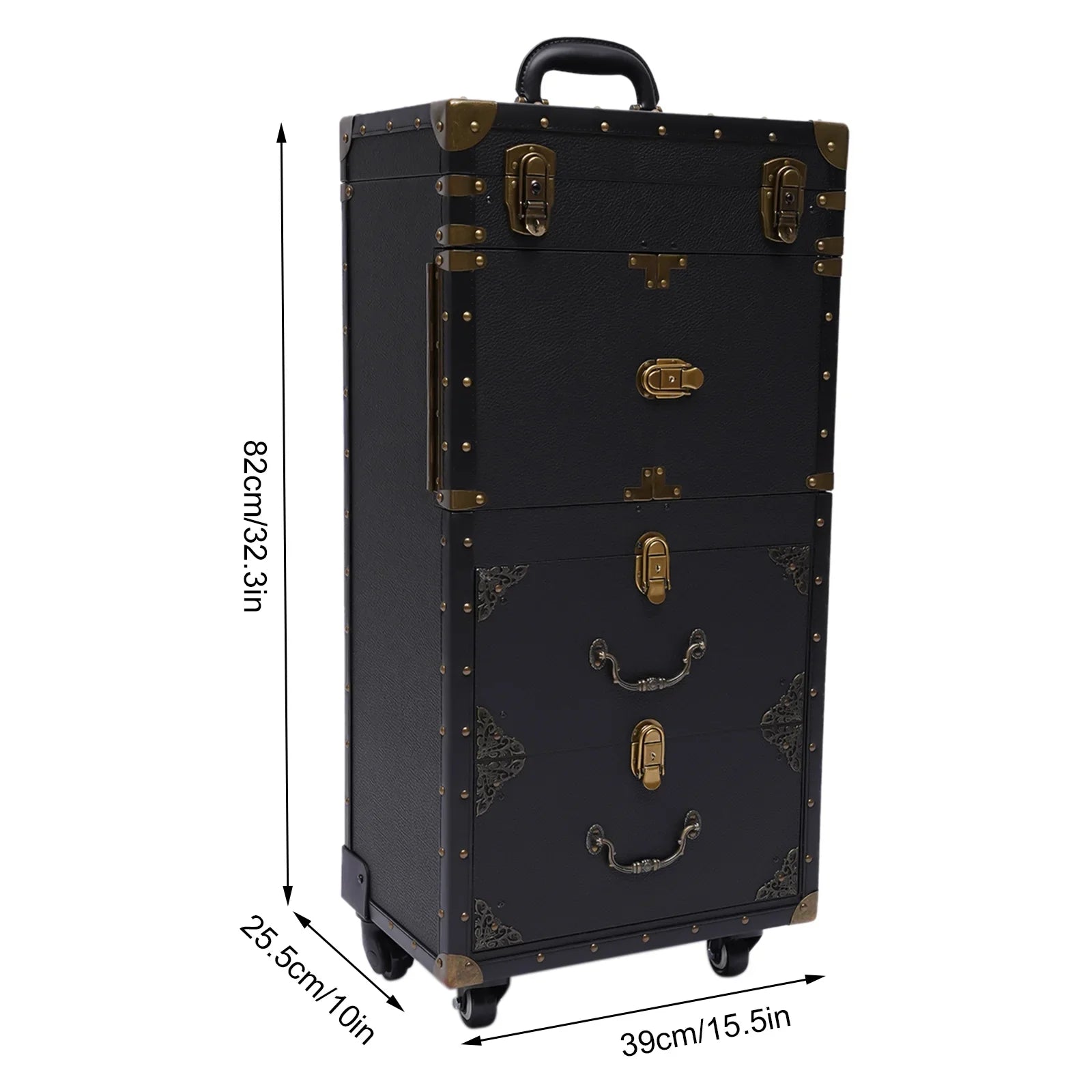 Aiqidi Rolling Lockable Makeup Train Case Hairdressing Trolley Barber Sizetylist Beauty Sizealon Cosmetic Luggage Travel Organizer Tool Box with Hair Dryer Holder