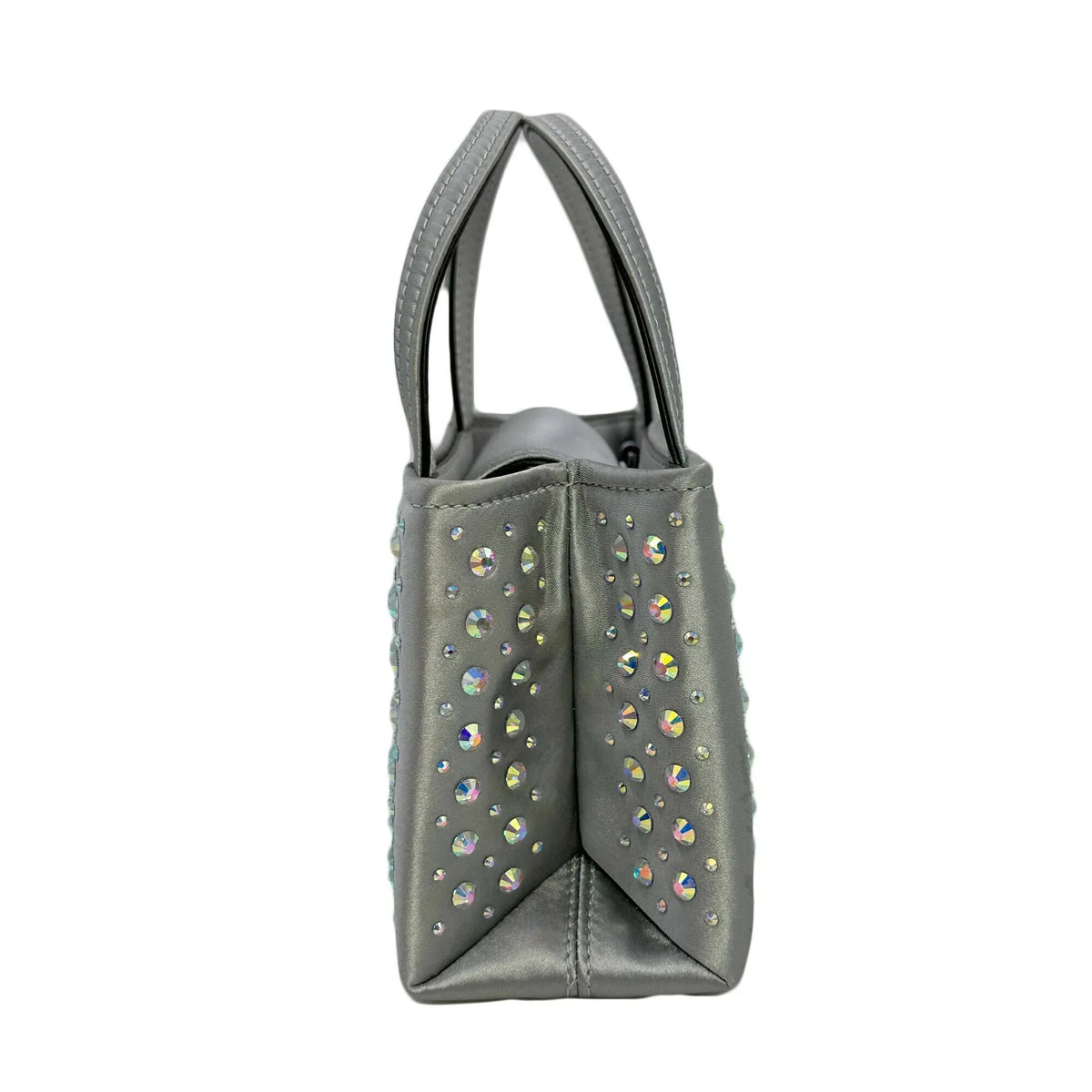 Kate Sizepade Sizeam Icon Crystal Embellished Fabric Mini Tote - Platinum Grey