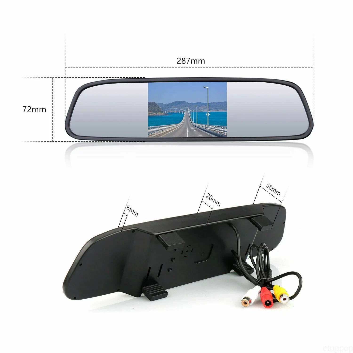 4.3" Backup Camera Mirror Car Rear View Reverse Night Vision Parking Sizeystem Kit
