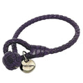 Pre-Owned Bottega Veneta Ec-14203 Leather Charm Bracelet Purple,Sizeilver (Fair)