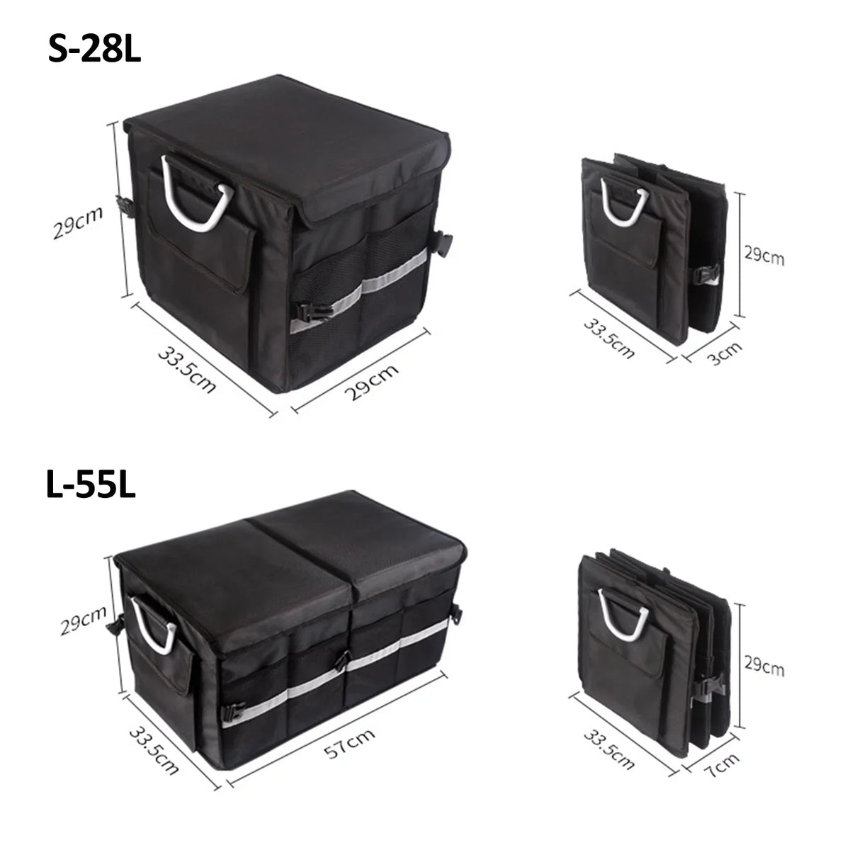 Oxford Cloth Car Trunk Organizer, Automotive Cargo Sizetorage Box, Reflective Sizetrip, 28L