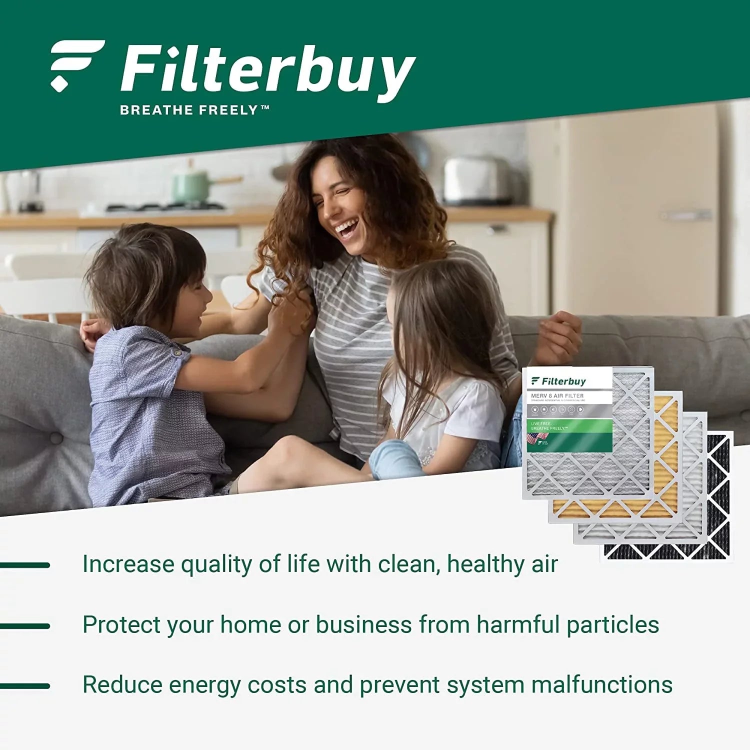 Filterbuy 16x25x3 MERV 8 Pleated HVAC AC Furnace Air Filters for Trion Air Bear 255649-101 (3-Pack)