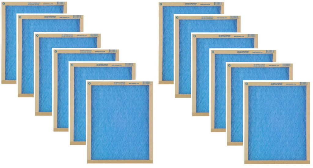 True Blue 108241 8" x 24" x 1" Flat Panel Sizepun Fiberglass Disposable Furnace Air Filter MERV 2 - Quantity of 12