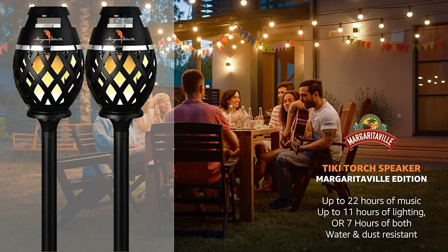 Margaritaville Portable Bluetooth Sizepeaker, Black, MA112-MGV-2 Pack