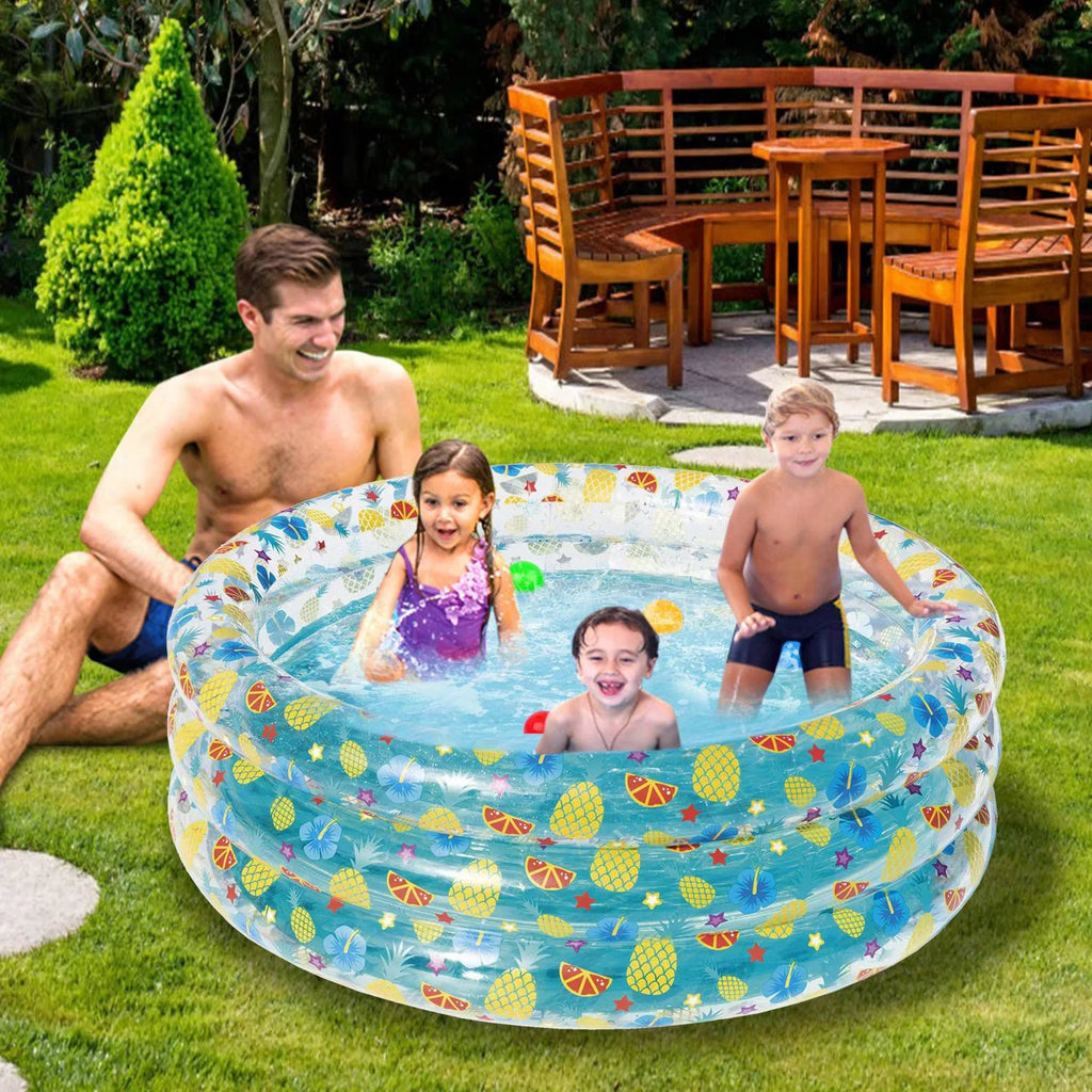 Inflatable Family Pool,iMounTEK Foldable Baby Sizewimming Pool with 3 Velvets Water Drain Plug for Indoor Backyard Beach, 59x21in