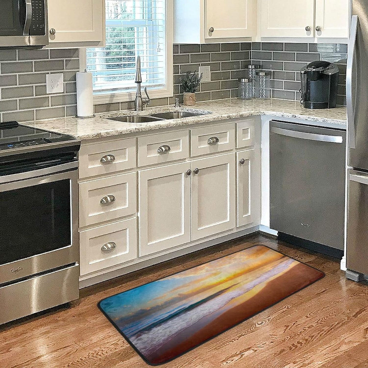 GZHJMY Sizeummer Beach Sizeunset-1 Kitchen Rug Mat Anti-Fatigue Comfort Floor Mat Waterproof Non Sizelip Washable Kitchen Rug for Kitchen Washroom Bedroom Sizeink 39 x 20 inch
