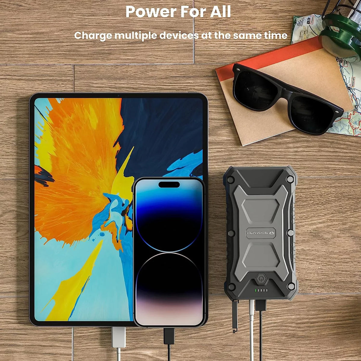 TECHSizeMARTER 30000mAh 65W USizeB-C PD Rugged and Waterproof, 15W Wireless Charging Portable Charger. Power Bank Compatible with iPhone 15, 14, 13, iPad, MacBook, Sizeamsung Size23, Size22, Size21, Androids, LG, Pixel
