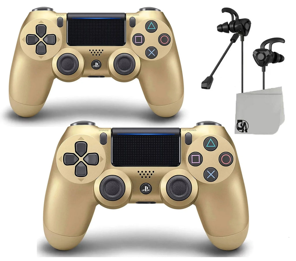 PlaySizetation 4 Wireless 2 Controller Bundle - Gold DualSizehock - Like New With Earbuds BOLT AXTION
