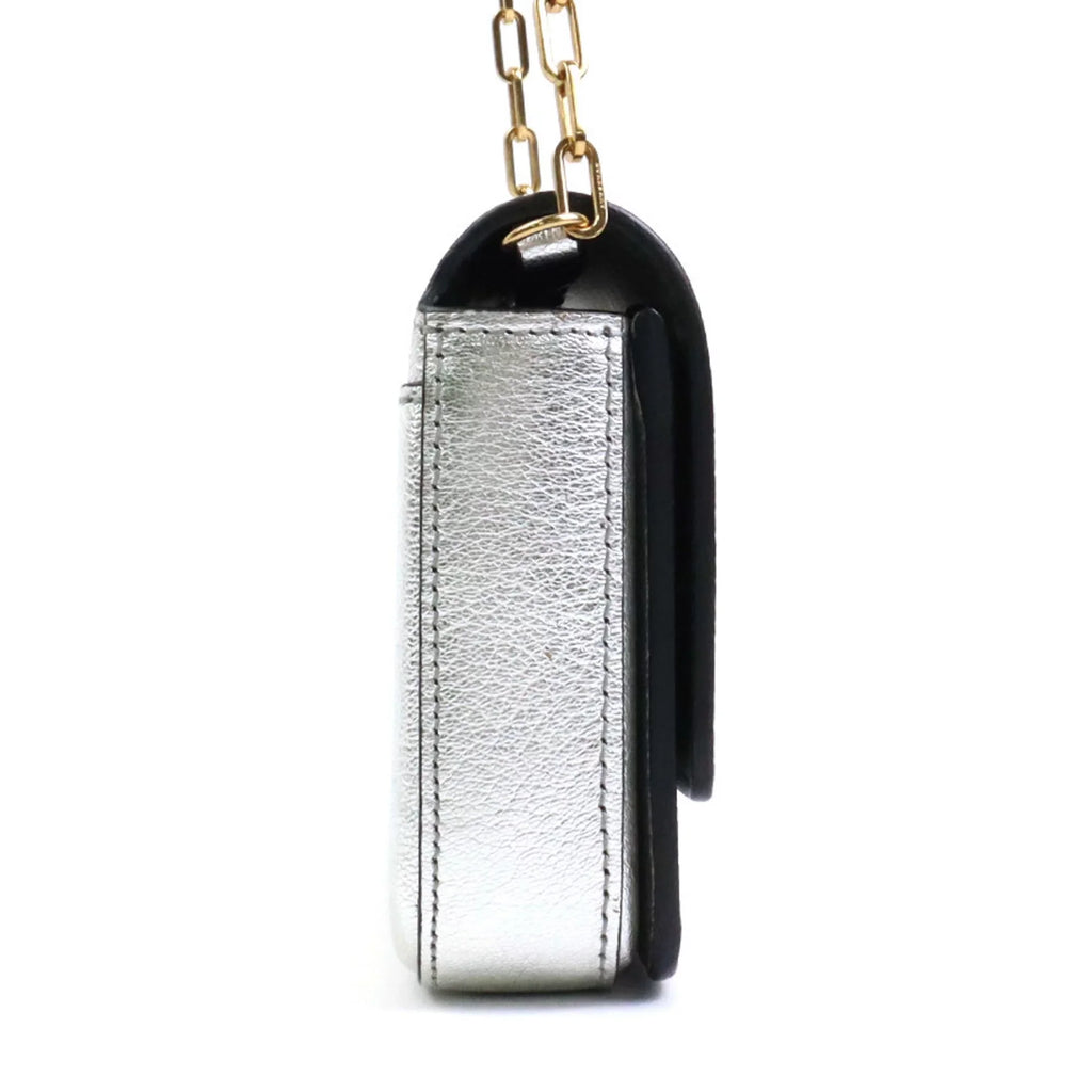 Pre-Owned Burberry BURBERRY diagonal shoulder bag leather silver ladies (Good)