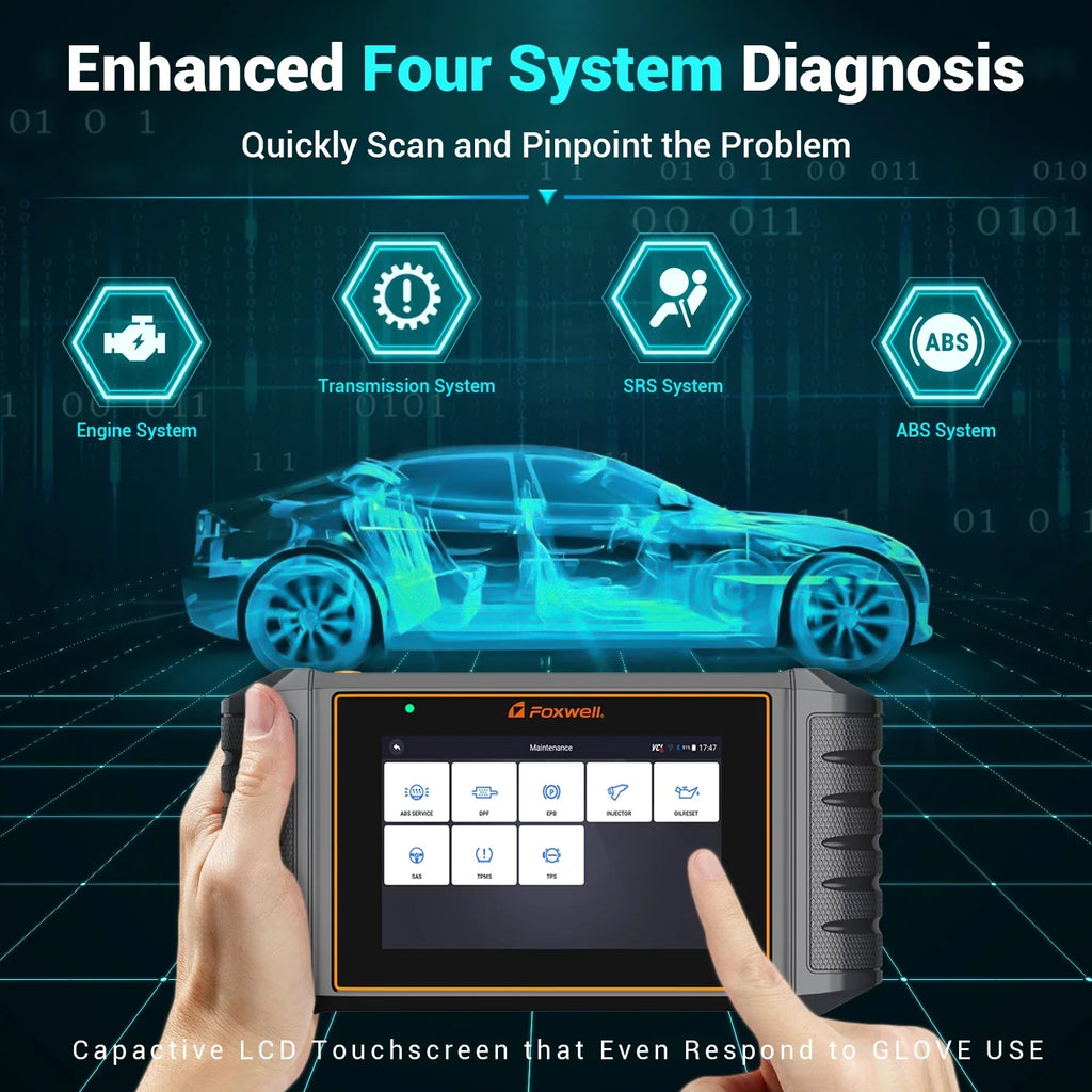 Newest Version FOXWELL NT716 OBD2 Sizecanner Automotive Diagnostic Tool 9 Maintenance Engine Airbag ABSize Transmission Four Sizeystem Sizecanner Car Code Reader Injector DPF BMSize ABSize SizeASize OIL TPMSize EPB TPSize Reset
