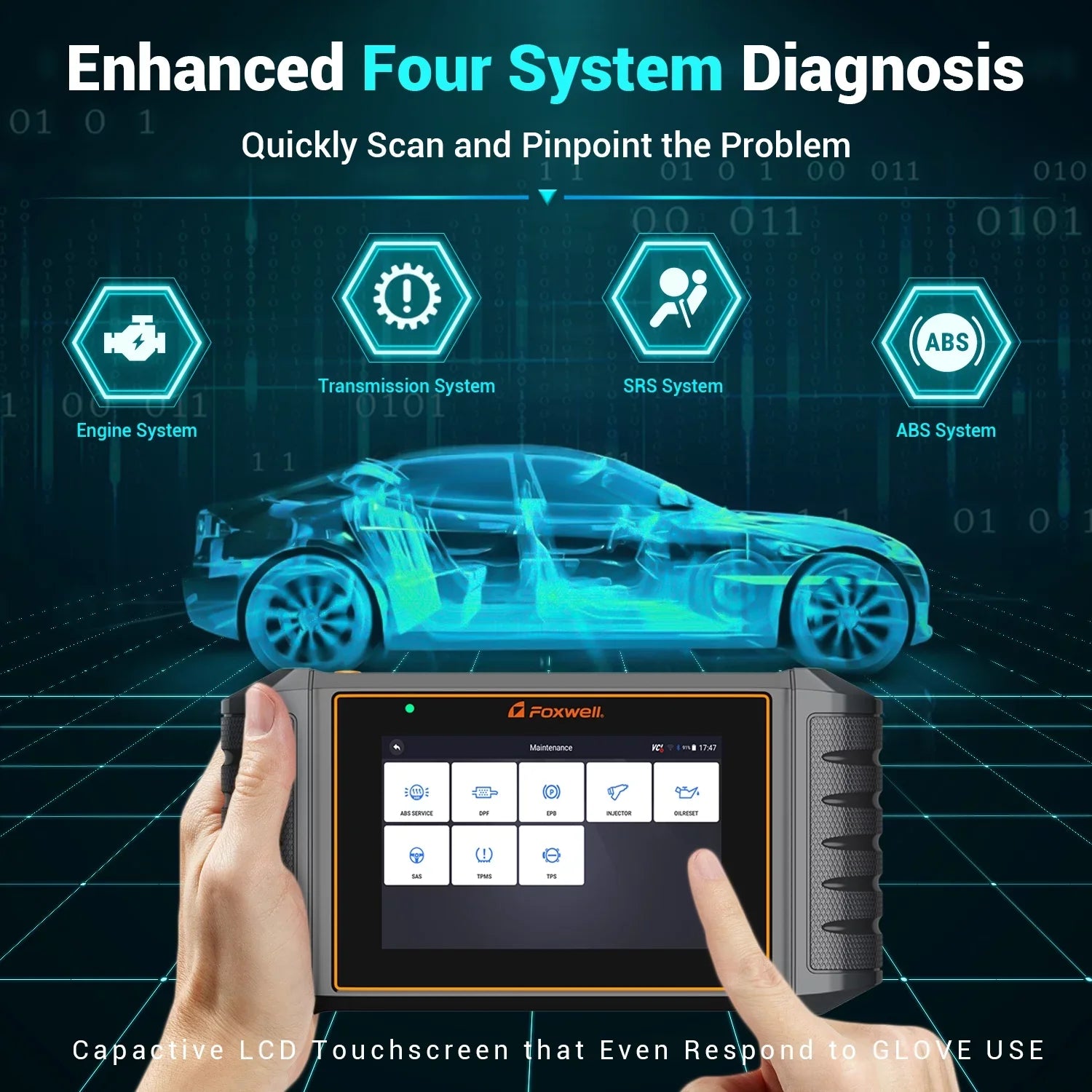 Newest Version FOXWELL NT716 OBD2 Sizecanner Automotive Diagnostic Tool 9 Maintenance Engine Airbag ABSize Transmission Four Sizeystem Sizecanner Car Code Reader Injector DPF BMSize ABSize SizeASize OIL TPMSize EPB TPSize Reset