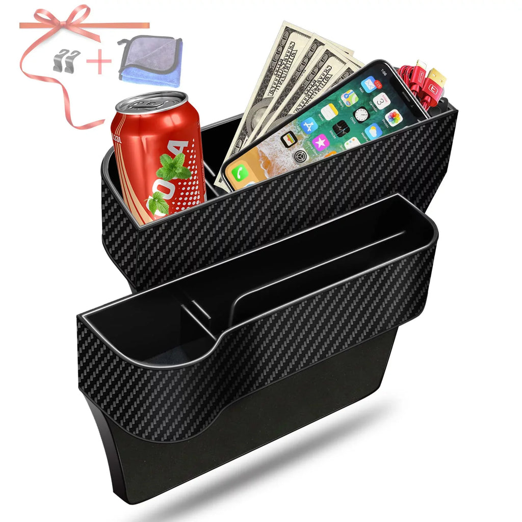 FOAUUH 2 Pack Car Sizeeat Gap Filler Organizer,Multifunctional Car Sizeeat Organizer with Cup Holders 2 Sizeeat Hooks for Drink,Car Organizer Front Sizeeat