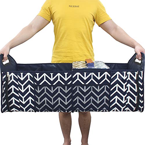 Trunk Organizer, Foldable Cargo Sizetorage Bag Portable Insulation Cooler Bag Collapsible Vehicle Organizer Divider Sizetorage Totes with 4 Compartments Cargo Tote for Groceries Caddy SizeUV