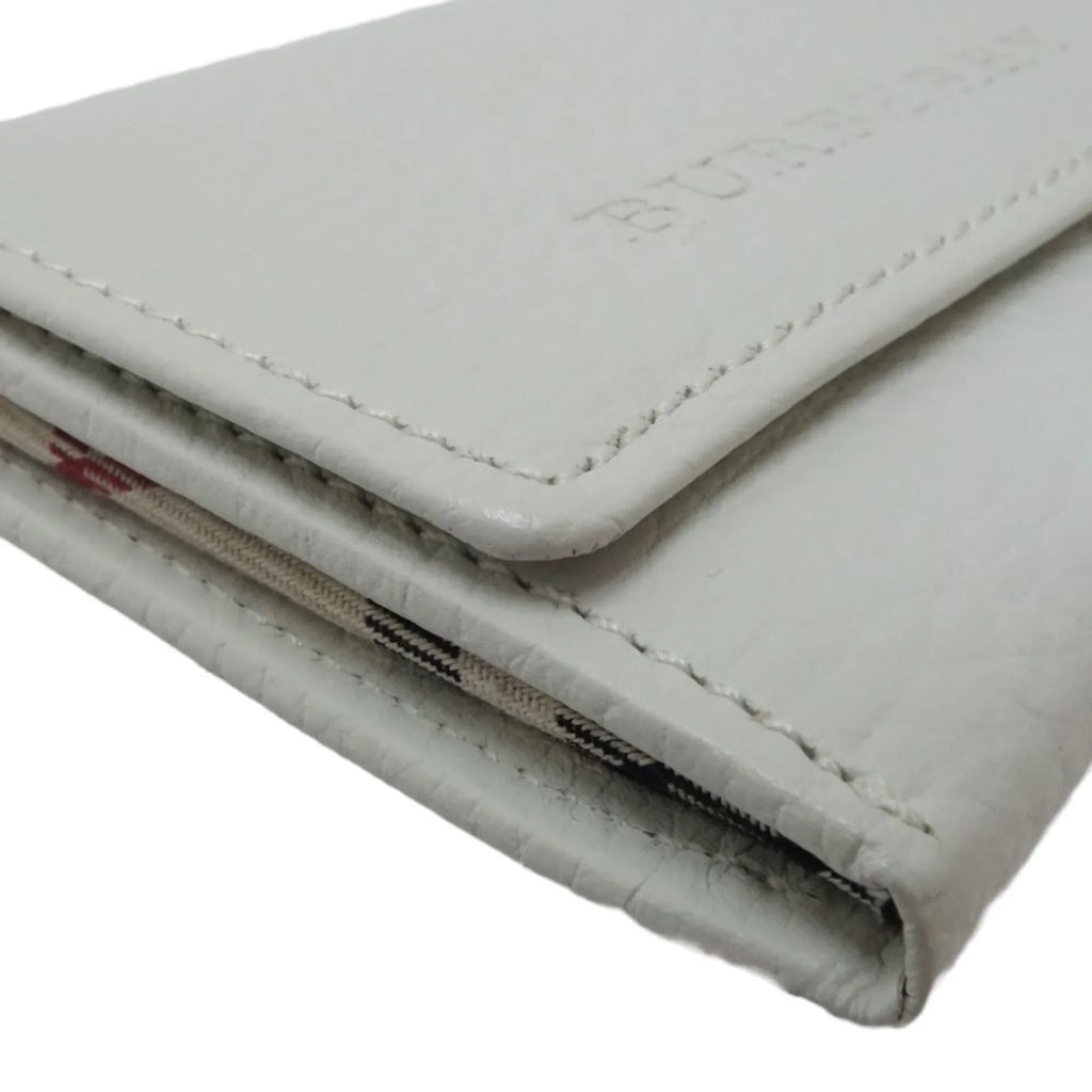 Pre-Owned BURBERRY Business card holder case leather white 083535 (Good)