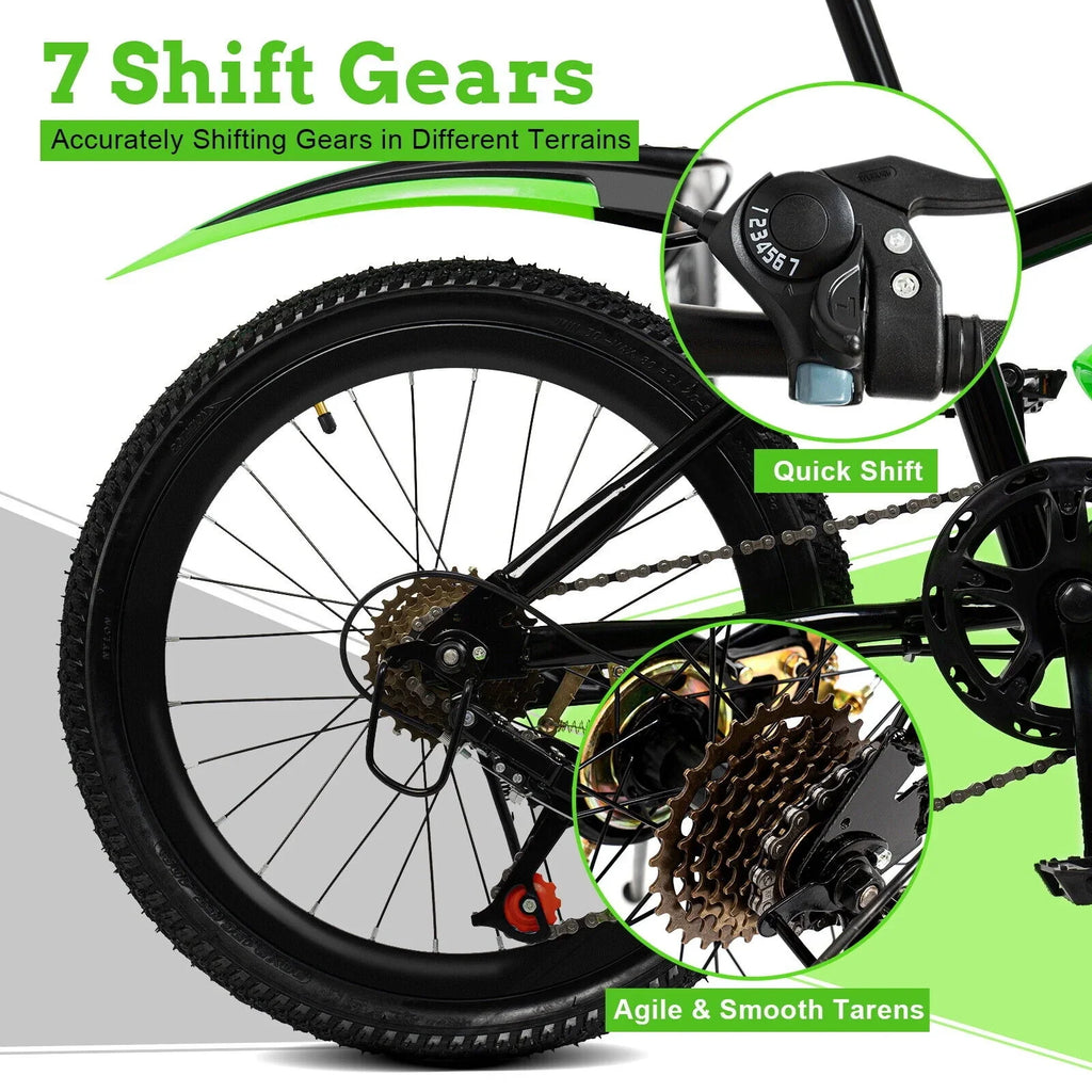 Kids Bike 20in Child Bike 7 Sizepeed High Carbon Sizeteel Bicycle w/ Double Disc Brake