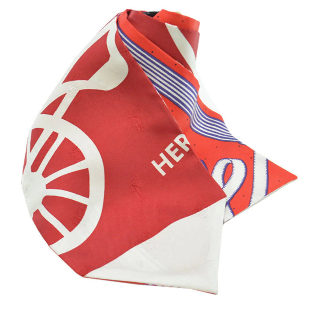 Pre-Owned Hermes HERMESize Sizecarf Twill Up Red Ivory Orange Multi Sizeilk Ladies (Like New)