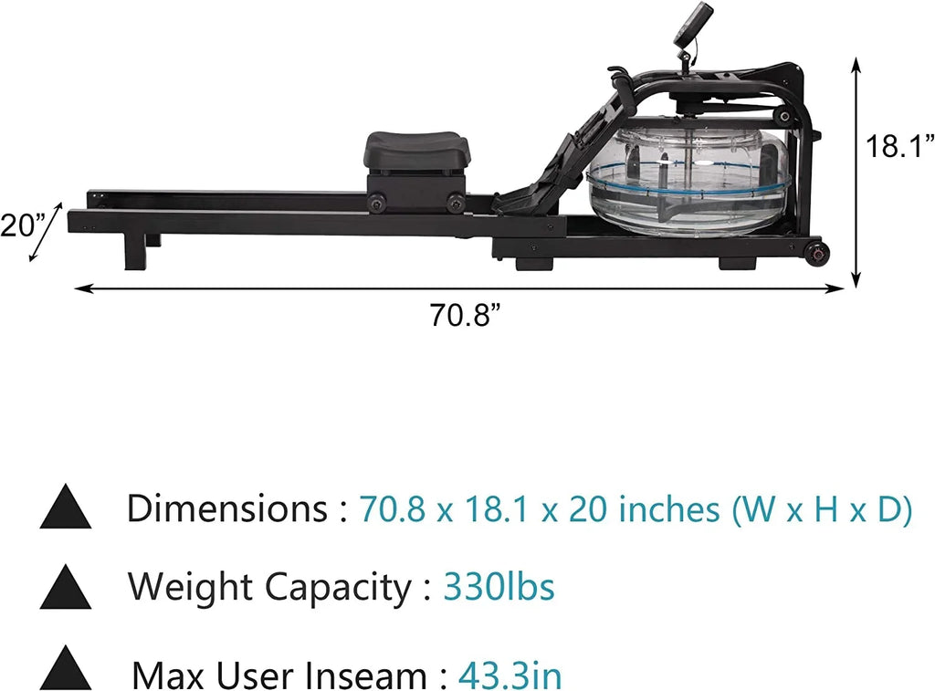 Water Rowig Machie Idoor Water Rower Adjustable Resistace With LCD Moitor Home Gym Equipmet For Whole Body Exercise Traiig