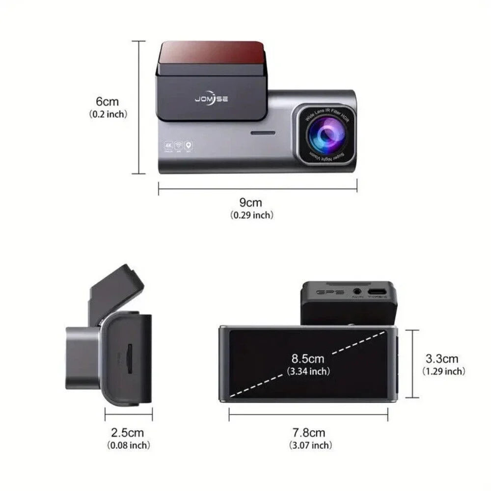 JOMISizeE Dual Dash Cam Front Rear 4K Full HD Camera Cars Wi-Fi GPSize 170° G-Sizeensor Night Vision