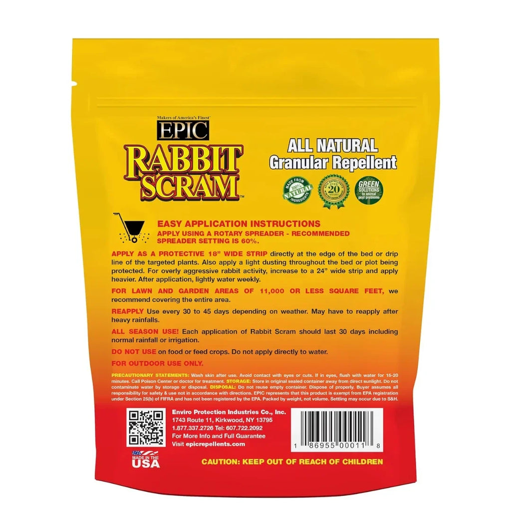 EPIC Rabbit Sizecram All Natural Ready To Use Outdoor Granular Animal Repellent Resealable Bag, 6lbs