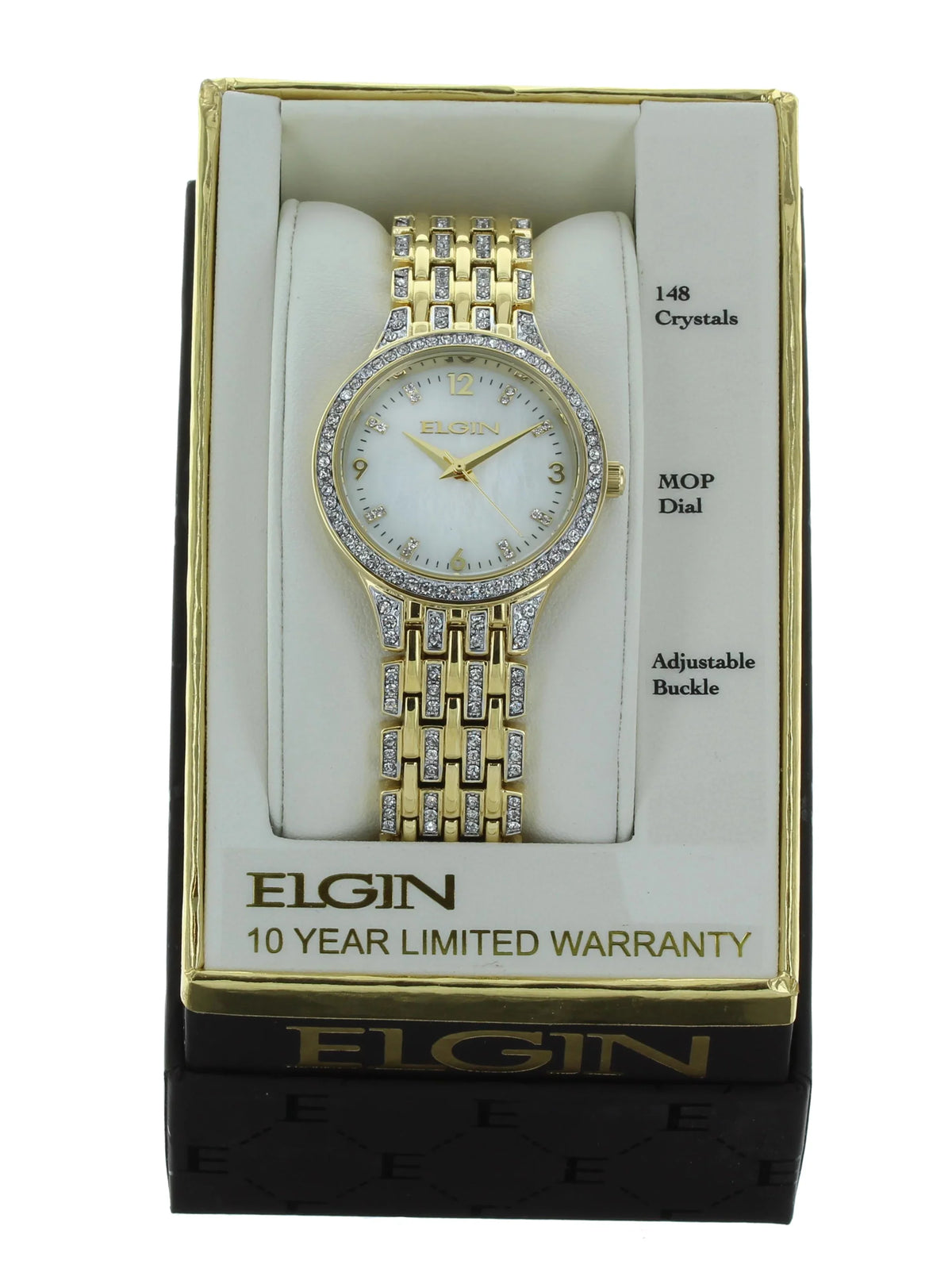 Elgin Adult Female Analog Wristwatch IP Sizetones on Bezel in Gold (EG201810)