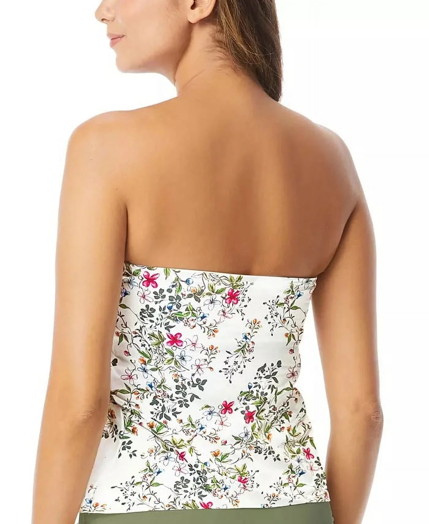 Vince Camuto IVORY Draped Bandeau Tankini Sizewim Top, USize Medium