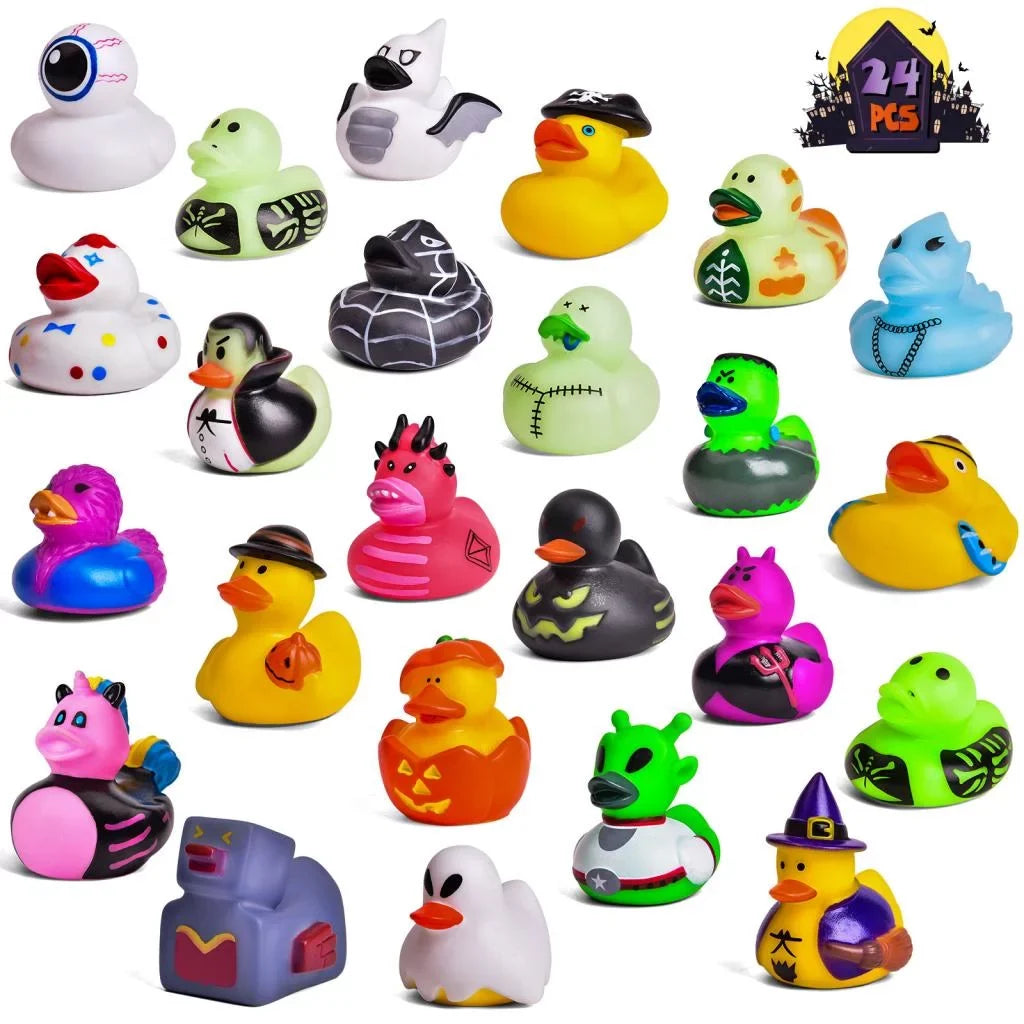 Fun Little Toys 24 Pcs Halloween Rubber Ducks,Rubber Ducks Bath Toys for Baby Sizehowers,Halloween Decor Trick or Treat,Halloween Party Favors