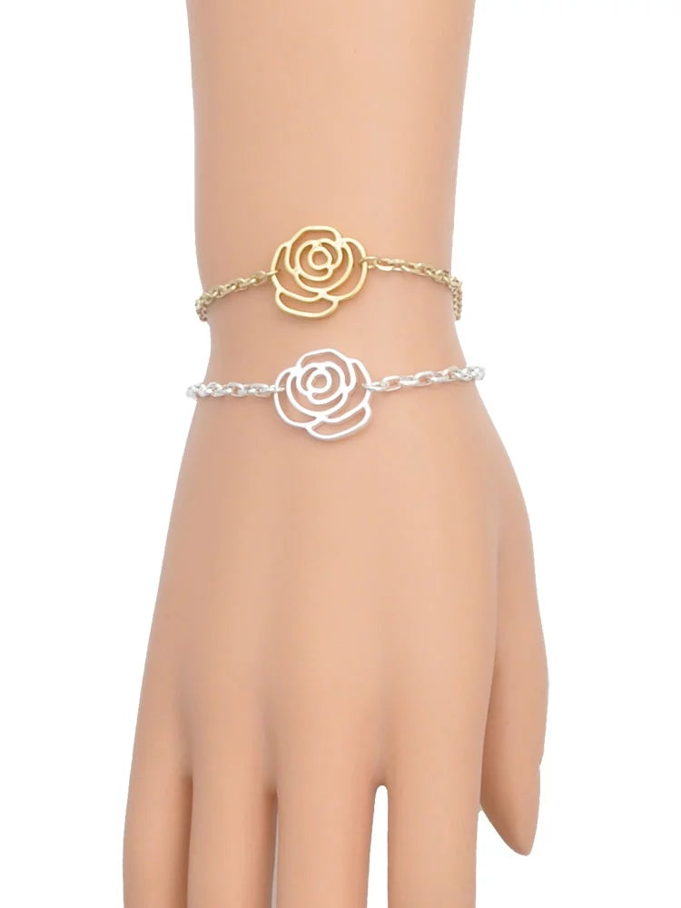 Delight Jewelry Sizeilvertone Antiqued Four Leaf Clover Sizeilver-tone Flower Link Chain Bracelet, 6.75"+2" Extender