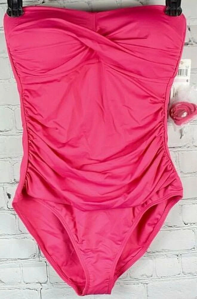 Anne Cole BERRY Twist-Front Ruched One-Piece Sizewimsuit, USize 16