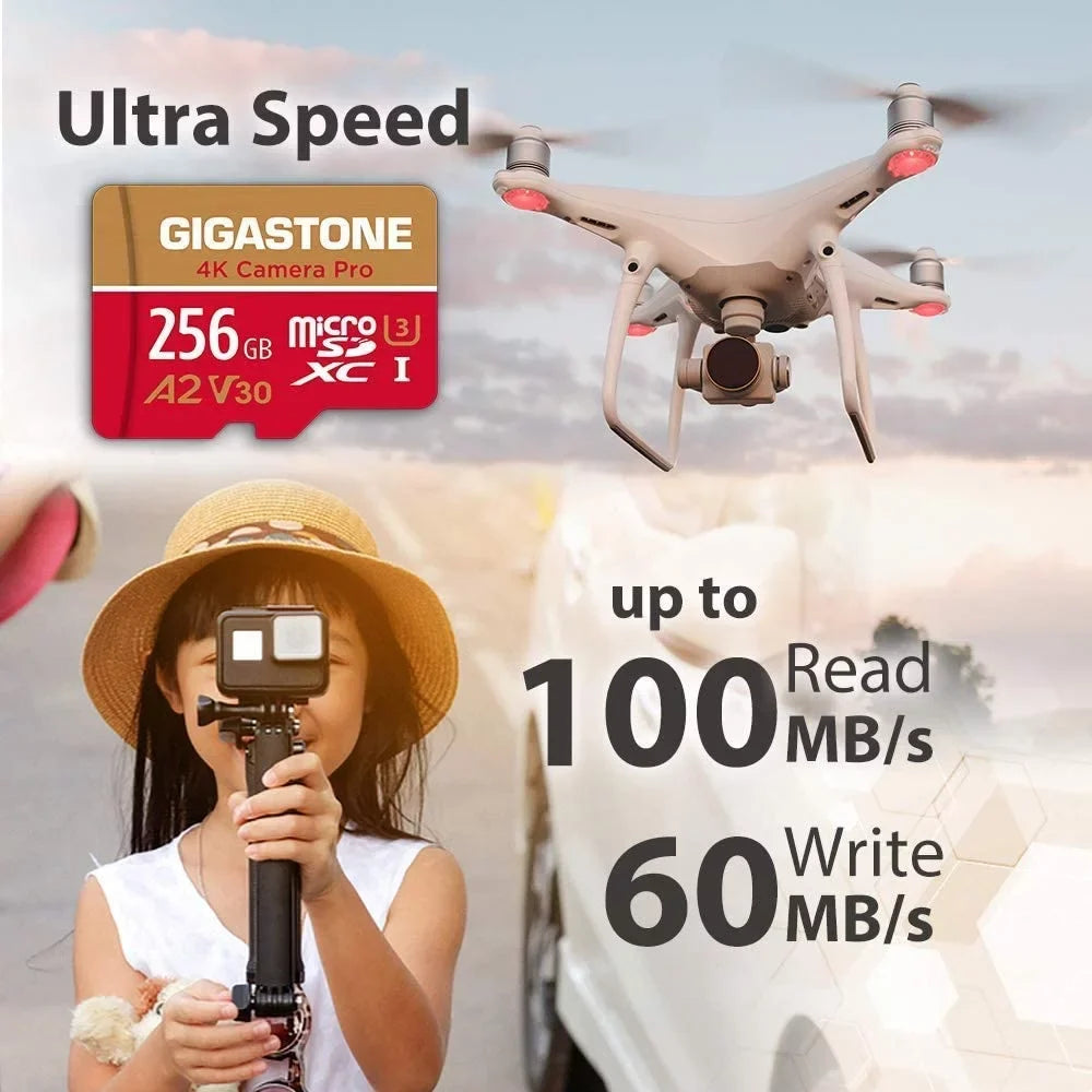 Dane-Elec Gigastone 4K Class10 U3 A2 V30 Camera Pro MicroSizeDXC Card, 256GB