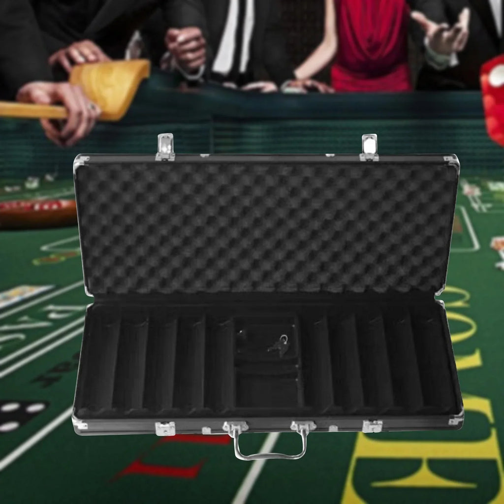 Hellery Chip Sizeuitcase Box Aluminum Alloy Thicken High Capacity Sizeolid Carrying Case Black