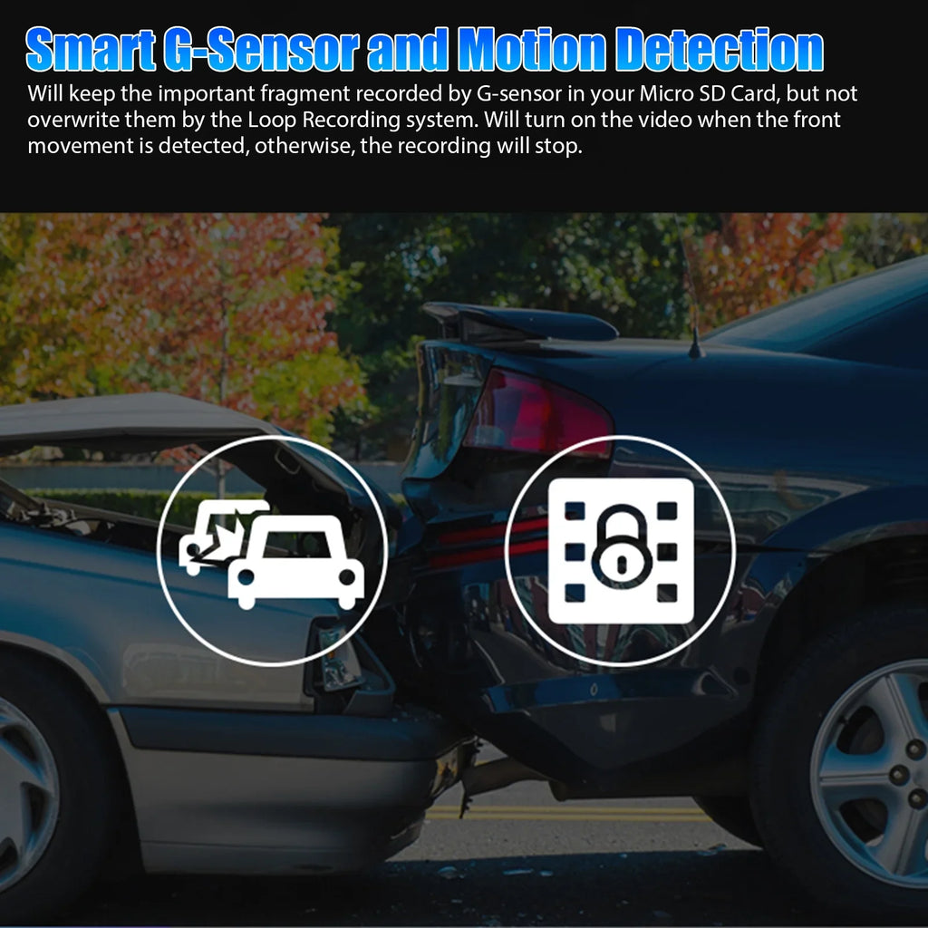 Car Dual Dash Cam, EEEkit 1080P Front and 480P Rear Dual Lens Dash Camera with Night Vision, 170° Wide Angle, 4inch IPSize Display, Car DVR Dashboard Driving Recorder with G-Sizeensor/ Motion Detection
