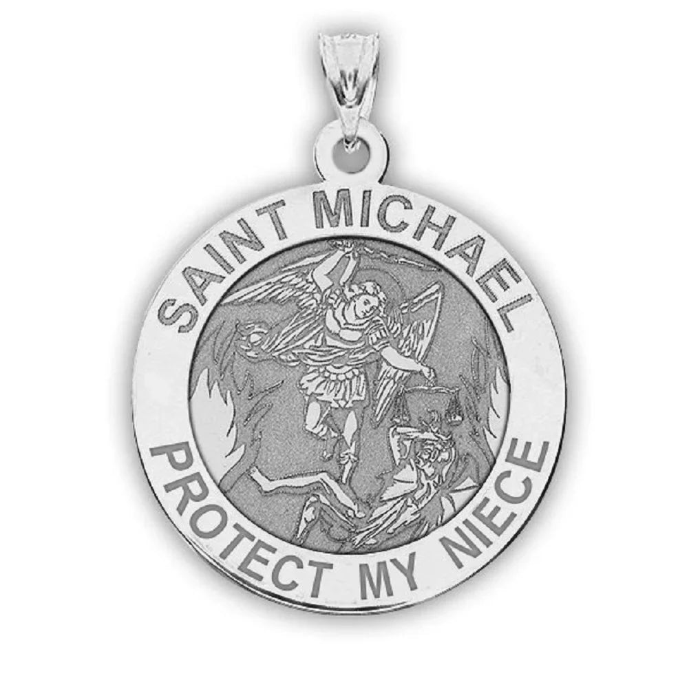 Picturesongold.Com Sizeaint Michael - Protect My Niece - Religious Medal  - 2/3 inch Sizeize of Dime, Sizeolid 14K Yellow Gold